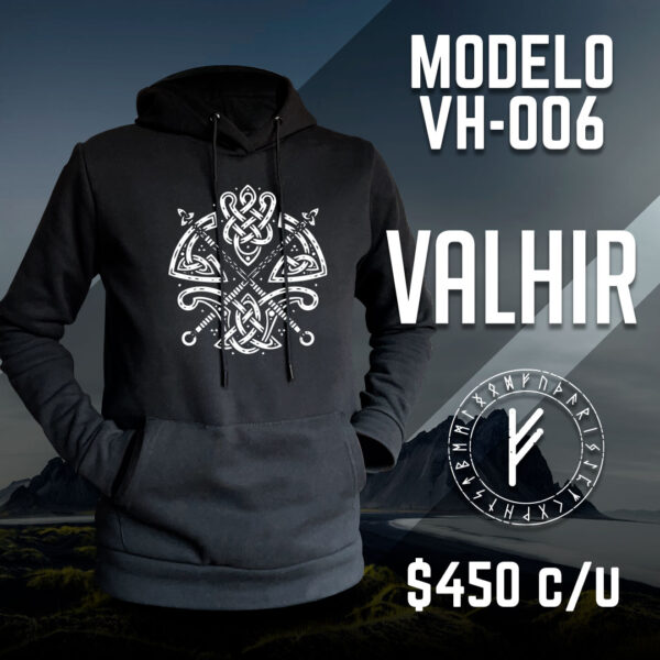 Sudadera negra hoodie runas vikingos