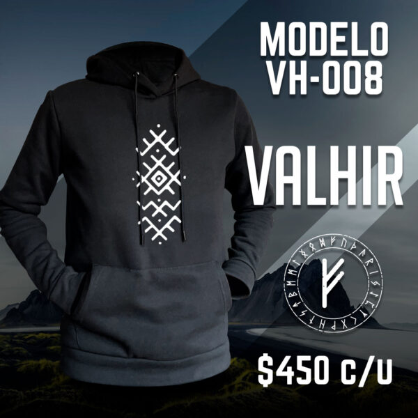 Sudadera negra hoodie runas vikingos