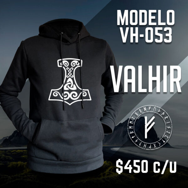 Sudadera negra hoodie runas vikingos