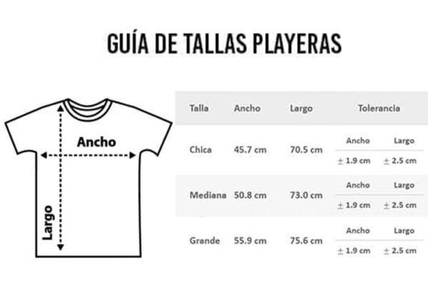 Guía de tallas Playeras